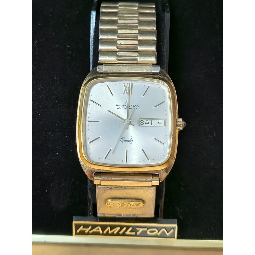 Vtg Hamilton Masterpiece Men's Quartz Watch  746003-14 Conoco Logo